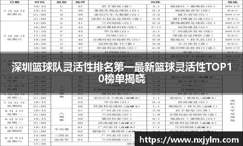深圳篮球队灵活性排名第一最新篮球灵活性TOP10榜单揭晓